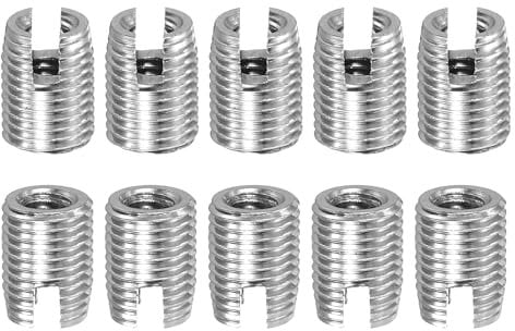 QUARKZMAN Selbstschneidende Gewindeeinsätze, 15 Stück Innengewinde M2.5-0.45 Außengewinde M4.5x6 303 Edelstahl Schlitze Gewindeeinsätze Muttern