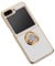 EiYioun Silicone Case for Samsung Galaxy Z Flip 5 with Magnetic Attraction Metal Ring Holder Stand, Edge Plated Shockproof Non-Slip Ultra Thin Phone Protective Cover White