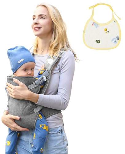 Aolso Porte-bébé pour Nouveau-nés et Tout-petits, Ergonomique, Echarpe de Portage Bebe, Confortable et Léger pour Nouveau-Né, Facile à enfiler, Idéal pour une parentalité mains libres, Gris