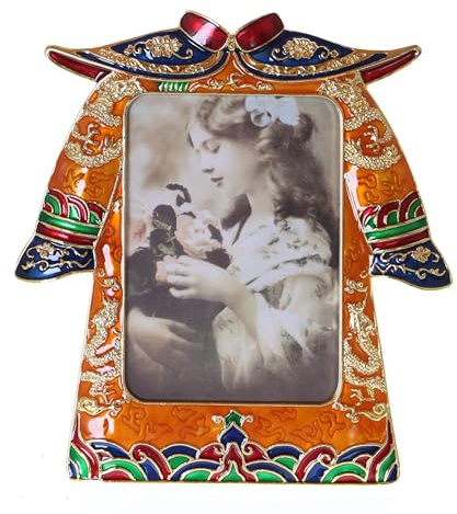 Kawaii-Story BM-xy-Longpao Metall Bilderrahmen Fotorahmen Luxus Design Hanfu China Kaiser Gewand orange Dekoration Fotogröße 10x15cm (4x6zoll)
