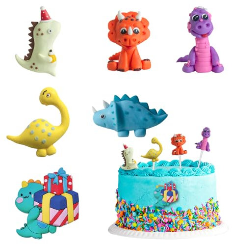 HESUSUSI Dino Tortendeko, 6 Stück Dino Kuchen Deko Dinosaurier Kuchenaufsatz Geburtstag Cake Topper Dinosaurier Geburtstag Kuchen Dekoration Für Mädchen Jungen Dinosaurier Thema Party Dekoration