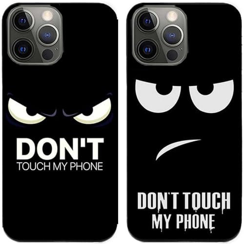 Schutzhülle für iPhone 15 Pro / 15pro I Don't Touch My Phone Bedruckt I TPU Gel Silikon I 2 Stück Handy hülle Schutz