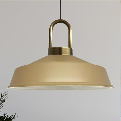 bamyum Asletl Lámpara Colgante Industrial, Pantallas de Lámpara de 40 cm, Lámpara Moderna de Metal para Isla de Cocina, Lámpara Colgante E27 para Salón y Comedor, Lámpara Colgante Beige