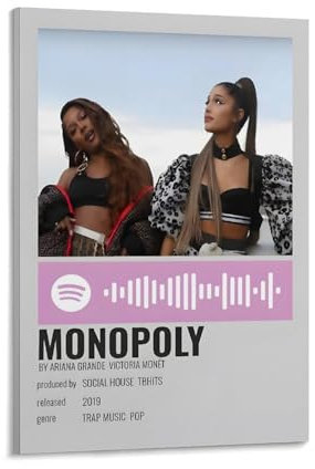 Ariana Grande Victoria Monét Monopoly-Album-Cover, Musikalbum, Poster, Dekoration, Gemälde, Leinwand, Wandposter und Kunstbild, Druck, moderne Heimdekoration, Poster, 20 x 30 cm, Rahmenstil