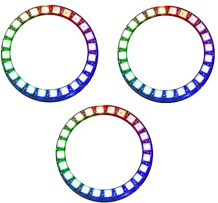 3er-Pack RGB LED-Ring 24 WS2812B 86mm 5V kompatibel mit Arduino, Raspberry Pi