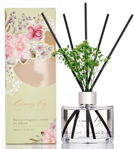 M&SENSE Duftstäbchen Set, 200ml Maiglöckchen & Zedernholz Duft, Aroma Diffuser mit 7 Stäbchen & Schleierkraut, langanhaltender Raumduft für Badezimmer, Regal, Geschenkidee für Sie, MSRD0204