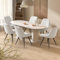Hawthyhome Esszimmerstühle 6er Set | Polsterstühle mit 5 cm Sitzkissen • künstlicher Stoff Dining Chair • Küchenstuhl mit Rückenlehne • Moderne Sessel • Metallbeine • Weiß FU01043WH-6