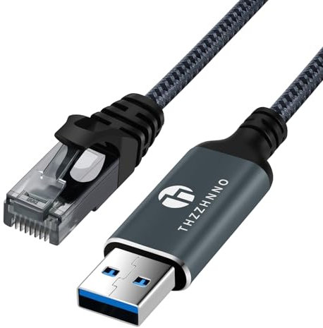 Thzzhnno Adaptateur USB vers Ethernet 2M, USB 3.0 A vers RJ45 Mâle directement connecté au réseau LAN Gigabit, Compatible avec ordinateur portable, PC, MacBook, Switch, Windows, MacOS, Linux