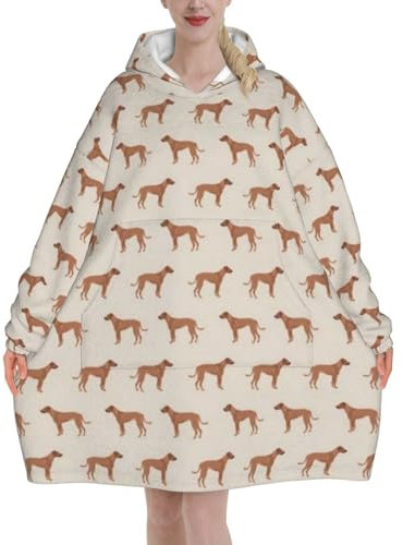 Übergroßer Tragbarer Kapuzenpullover Für Damen, Flanell-Pulloverdecke, Decken-Sweatshirt Rhodesian Ridgeback Hunderasse Haustier Tan