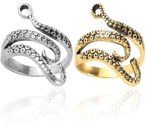 CVDYWDJIE 2 Stück Oktopus-Ringe, Kreative Ringe, Ringe Im Punk-Stil, Verstellbare Ringe, Modische Personalisierte Ringe