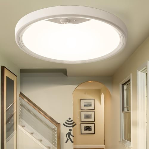 EASY EAGLE Deckenlampe mit Bewegungsmelder Innen: Lampe mit Bewegungsmelder LED Deckenleuchte 2700K 4000K 6500K, Rund Wandlampe für Flur Keller Balkon Treppe Küche Garage Badzimmer, 22CM 1800LM