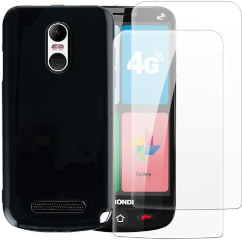 Set 2 Pellicole in Vetro Temperato + Custodia TPU Compatibile con Brondi Amico Smartphone 4G, Cover Antiurto e Proteggi Schermo Incluso