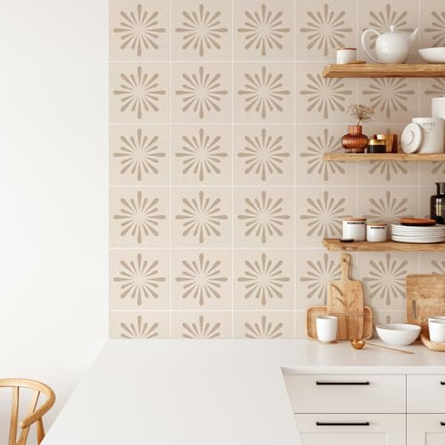 Piastrelle Adesive Cucina 20x20 Modello Beige Piastrelle Adesive Bagno Pavimento Adesivo Paraschizzi Cucina Adesivo Piastrelle Ceramica Carta Adesiva per Mobili Vintage(10 pezzi)