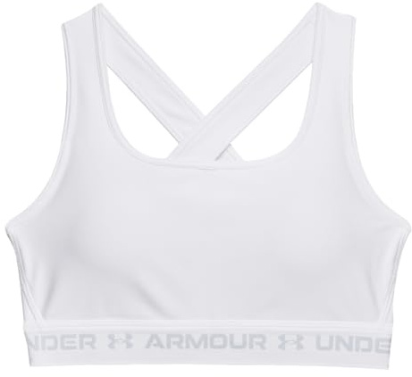 Under Armour Damen Fitness Sport BH Crossback Mid Bra, Farbe:Weiß, Artikel:-100 White, Wäschegröße:M