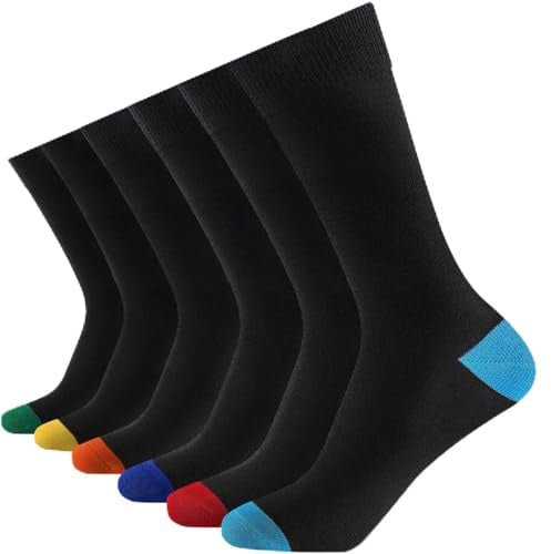 Cirorld 6 Pairs Mens Black Socks, Breathable Causal Cotton Socks Men Multipack, Soft Smart Dress Sock with Reinforced Heel & Toe, Suitable for Work and Daily Wear