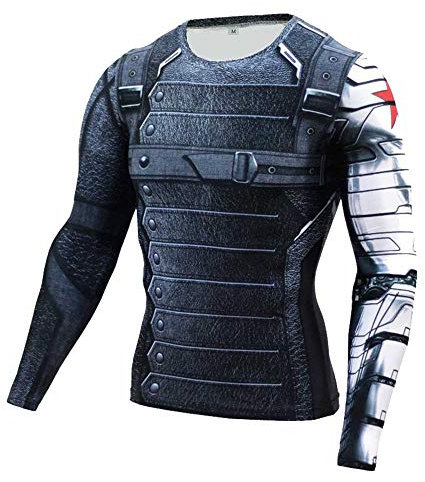 AYYOHON Mens Compression Shirt Printed Superhero Compression Tops Fitness Running Gym Cycling T-Shirt Tight Baselayer M