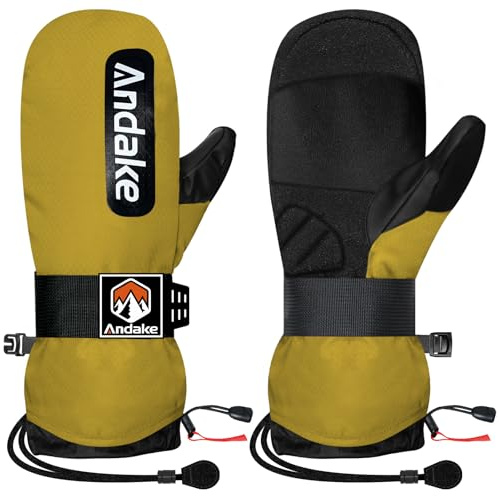 Andake Skihandschuhe für Herren Damen Jugendliche,Snowboard Handschuhe Warme Wasserdichte Winddichte Winterhandschuhe Fäustlinge für Snowboarden Skifahren Wintersport im Freien