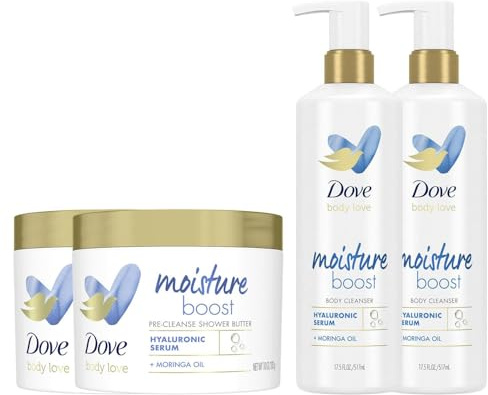 Dove Body Love Moisture Duo - 2 Pack with Hyaluronic Acid Cleanser & Shower Butter, Daily Skincare Essentials to Hydrate, Smooth & Revitalise Skin for a Healthy-Looking Glow