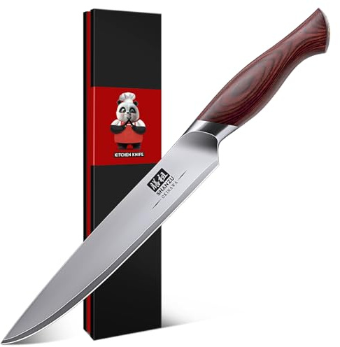 SHAN ZU Allzweckmesser 15cm, Japanisches Küchenmesser | mit 10Cr15MoV-Carbonstahl, extrem scharfer Klinge, ergonomischem Pakkaholzgriff, kleines Kochmesser für Gemüse & Obst