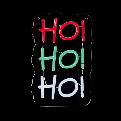 Premier 29cm Ho Ho Ho Freestanding and Hanging LED Neon Effect Sign – Compact Christmas Decoration
