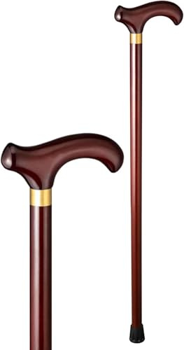 Gehstock Für Senioren, rutschfest, Unisex, Aus Buchenholz, Leicht, Gehhilfe, Klassisch Schlicht, Mit Ergonomischem Griff., Dark Brown, 95cm