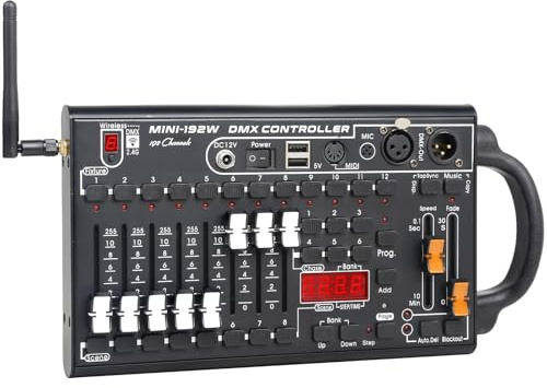 MetYonLaser DMX512 Bühnenlichtsteuerung, 192-Kanal-Profikonsole für DJs, KTV und Konzerte, drahtloses Lichtsteuerungssystem