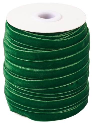 Perlin 10 Meter Samtband 10mm Samtborte Weihnachtsband Geschenkband Schmuckband Schleifenband Zierband Zierborte Borte Band (Grün)