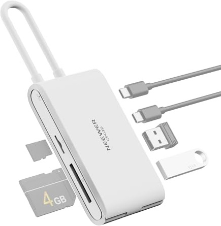 NEEWER SD Card Reader, USB 3.2 High Speed for SD 4.0/UHS-II SD/TF4.0/Micro SD Holder to Type C & USB A Adapter for Camera Action Cam Drone Smartphone Laptop Flash Drive Keyboard Mice, CP03D