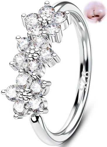 OUFER Blumen Nasenpiercing Ring 925 Silber Nasenring 20G 8mm Klarer CZ Helix Rook Daith Knorpel-Ohrringe Ring Nasenstecker Piercing Schmuck für Frauen
