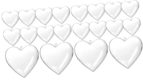 UKCOCO 20 Stück Transparente Herzförmige Kunststoffkugeln zum Befüllen Dekorative Befüllbare Valentins und Weihnachtskugeln für Selbstgemacht Deko Hängeschmuck für Hochzeit Party und