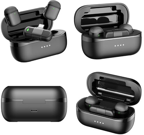 Wireless Mini Lavalier Microphone with AI Noise Cancelling, USB-C for Android, 32H Charging Case, for Video Recording, Vlogging, YouTube, TikTok
