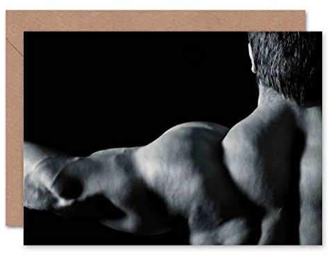 Wee Blue Coo COMPOSITION MALE MUSCLE ARM BACK BODYBUILDING DED TONED GREETINGS CARD