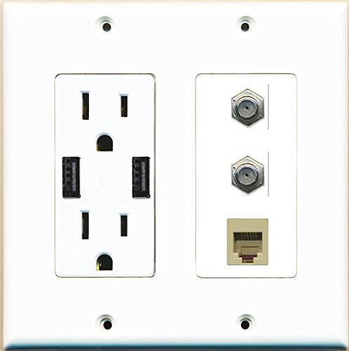 RiteAV Steckdose, 2 USB Ladegerät 2 Koax-RJ11/12 beige-weiß