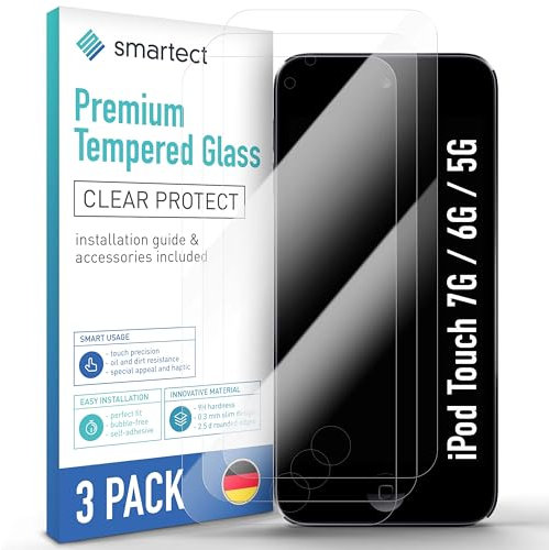 smartect Vetro Temperato [3 Pezzi, Clear] compatibile con iPod Touch 7G / 6G / 5G, Pellicola Protettiva HD Anti Graffio, Senza Bolle, Durezza 9H, 0.3mm Ultra Trasparente, Ultra Resistente