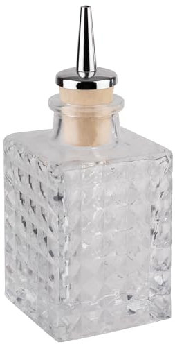 APS 93359 Botella de agua amarga de cristal, boquilla de corcho y acero inoxidable, 0,1 litros, cócteles, licor
