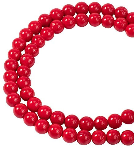 NBEADS Gefärbte Jade Perlen, rote runde Edelsteinperlen, lose Steinperlen für DIY Armbänder Halsketten Schmuckherstellung, 1 Strang ca. 65 Stück 6 mm