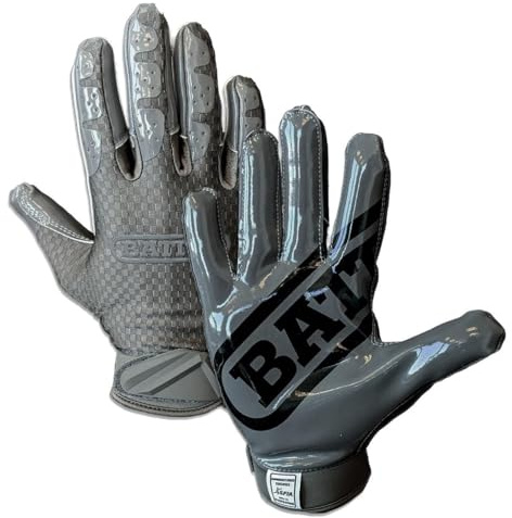 Battle Sports Triple Threat Wide Receiver Gloves, Charcoal, Adult Medium