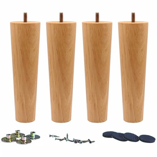 WEICHUAN Round Wooden Replacement Furniture Chair Ottoman Loveseat Coffee Table Cabinet Sofa Couch Legs 8 inch Heavy Duty (8 Straight Set of 4)