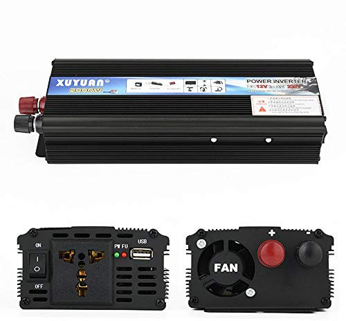 WHR-HARP 12v 220v onduleur 2000w ecran LCD transformateur de Tension 12v 220v avec EU de Courant Alternatif et 1 Port USB, pour Voiture de Camion de Camping-Car,12Vto220V