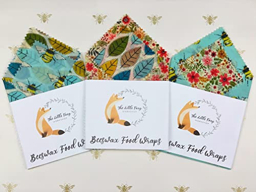 Natural Reusable Beeswax Food Wraps - Size Large (30x30, 20x20 cm) -Set of 2 Sheets Beeswax Wraps