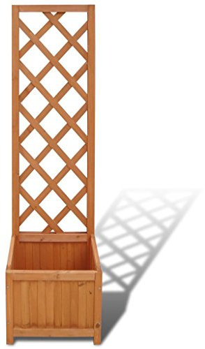 Lechnical Spalier mit Pflanzkasten in moderner Rattan-Optik, Naturholz Rankkasten Holz,weit verbreitet in Gärten, Terrassen und Balkonen