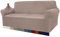 Granbest High Stretch Sofabezug Moderne Sofaüberwurf Jacquard Elastische Sofahusse für Wohnzimmer Protector für Hunde Haustiere (3 Sitzer, Sand)