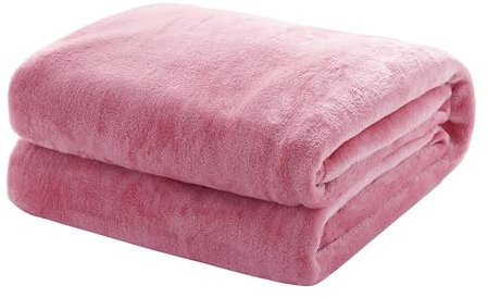 Mixibaby Kuscheldecke Flauschige extra weich & warm Wohndecke Flanell Fleecedecke, Falten beständig/Anti-verfärben als Sofadecke oder Bettüberwurf, Größe:240 cm x 270 cm, Farbe:Altrosa