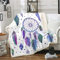 Loussiesd Traumfänger Kuscheldecke Boho Traumfänger Flanell Fleecedecke Böhmischer Stil Wohndecke 150x200cm Lila Indische Feder Tupfen