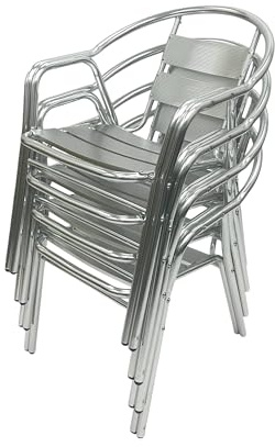 BE Furniture 4 x Double Tube Aluminium Garden Chairs, Deluxe Aluminium Chairs, Bistro Chair, Cafe Chair x4