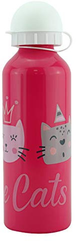 500ml Little Cat Pink Aluminium Water Bottle for Kids - Adorable, BPA-Free, Leakproof for School, Sports, Hiking, Camping, Travel, Gym, Yoga & Outdoor Fun, Gift for Girls 3+Years