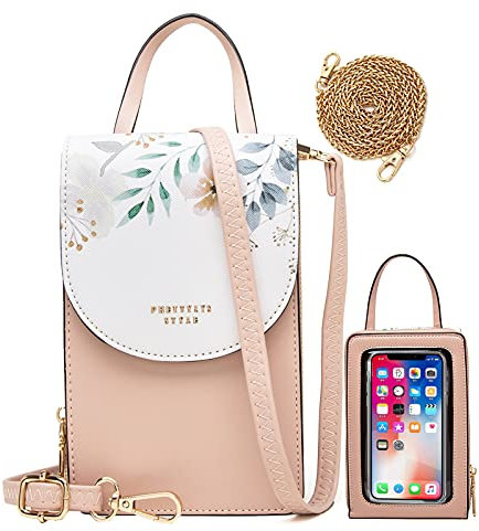 HAWILL Handy Umhängetasche Damen Touchscreen Handytasche zum Umhängen Kleine Schultertasche Leder Crossbody Geldbörse Phone Tasche für iPhone 12/12 Pro Max/11/XR, Samsung Galaxy S21/S20/S10