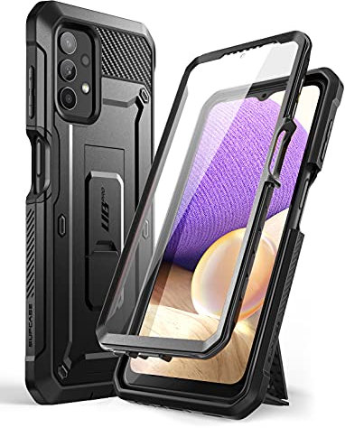 SUPCASE Outdoor Hülle für Samsung Galaxy A32 5G Handyhülle Bumper Case 360 Grad Schutzhülle Cover [Unicorn Beetle Pro] mit Integriertem Displayschutz, Gürtelclip und Ständer (Schwarz)