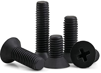 CONPHERON Vis en plastique, Vis à tête fraisée croisé en nylon, noir, M5*10 mm,50 pcs