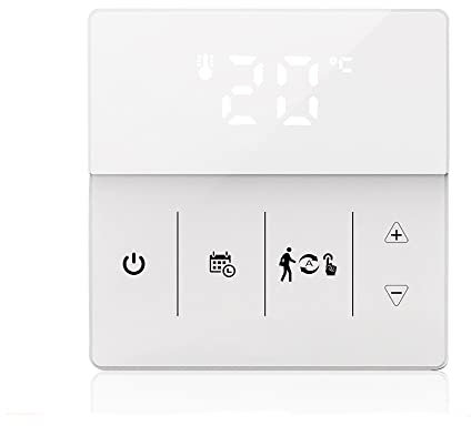 MincoHome Programmable Smart Thermostat Gas Boiler/Electric Floor Heating Temperature Controller WiFi Voice App Connect (White For Electric Floor Heating)
